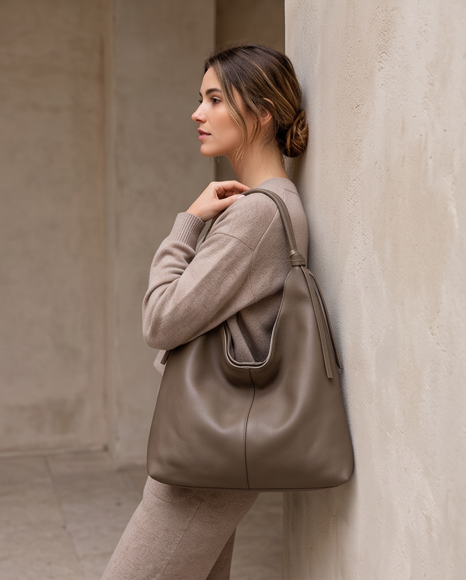 Q-BLISS Genuine Leather Shoulder Tote Bag for Women – Large Capacity, Magnetic Closure, Commuter