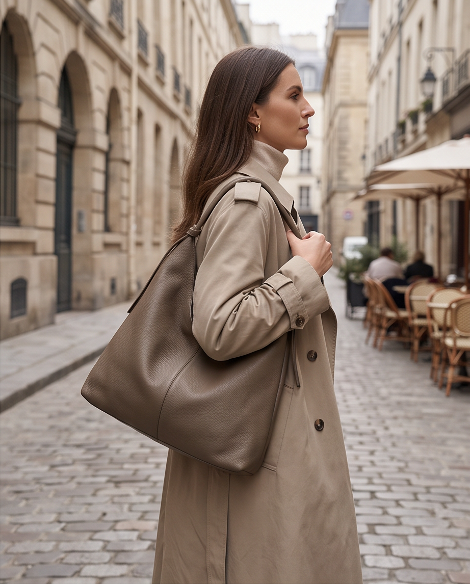 Q-BLISS Genuine Leather Shoulder Tote Bag for Women – Large Capacity, Magnetic Closure, Commuter