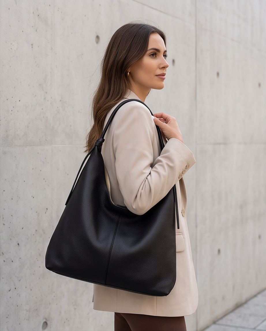 Q-BLISS Genuine Leather Shoulder Tote Bag for Women – Large Capacity, Magnetic Closure, Commuter