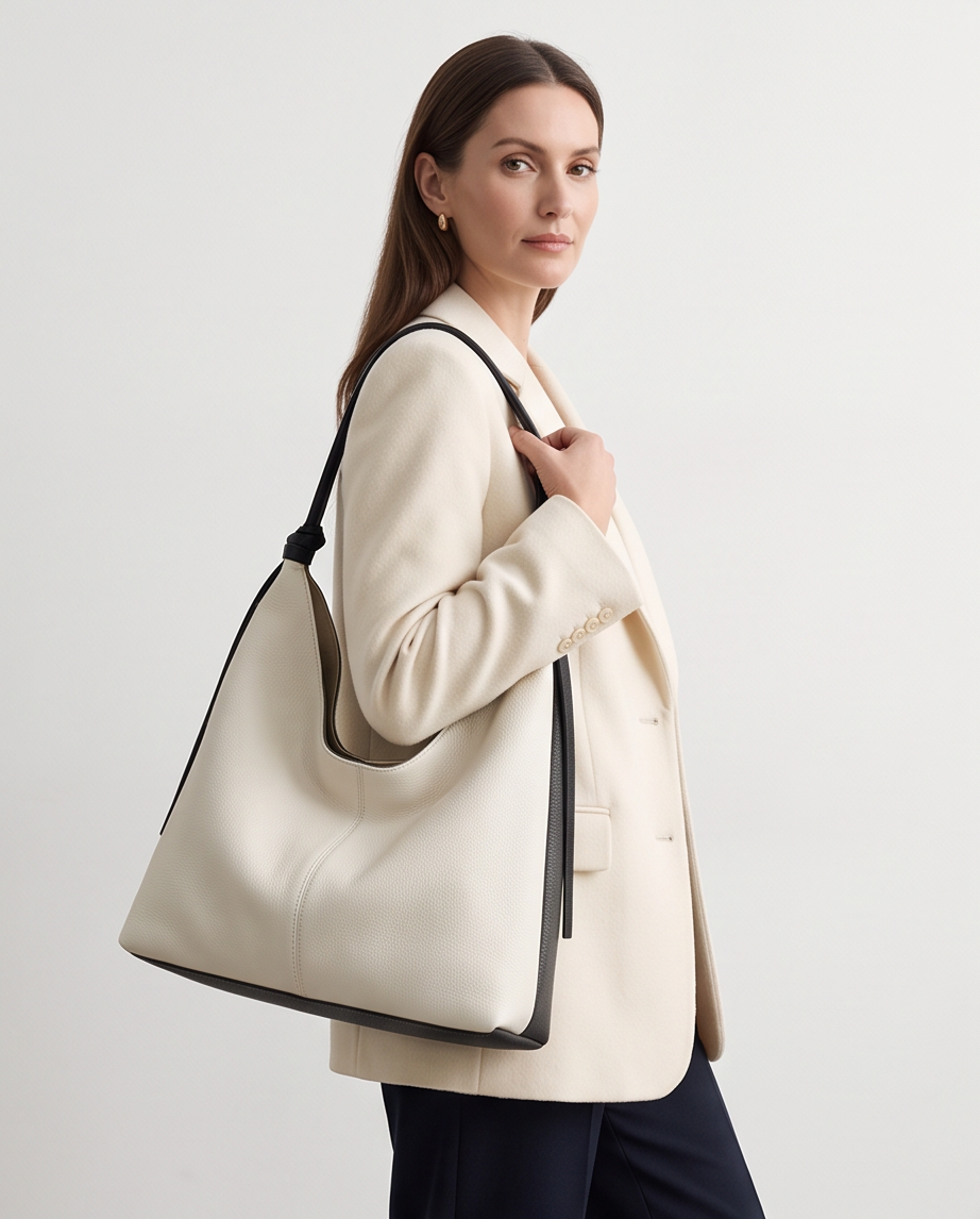 Q-BLISS Genuine Leather Shoulder Tote Bag for Women – Large Capacity, Magnetic Closure, Commuter