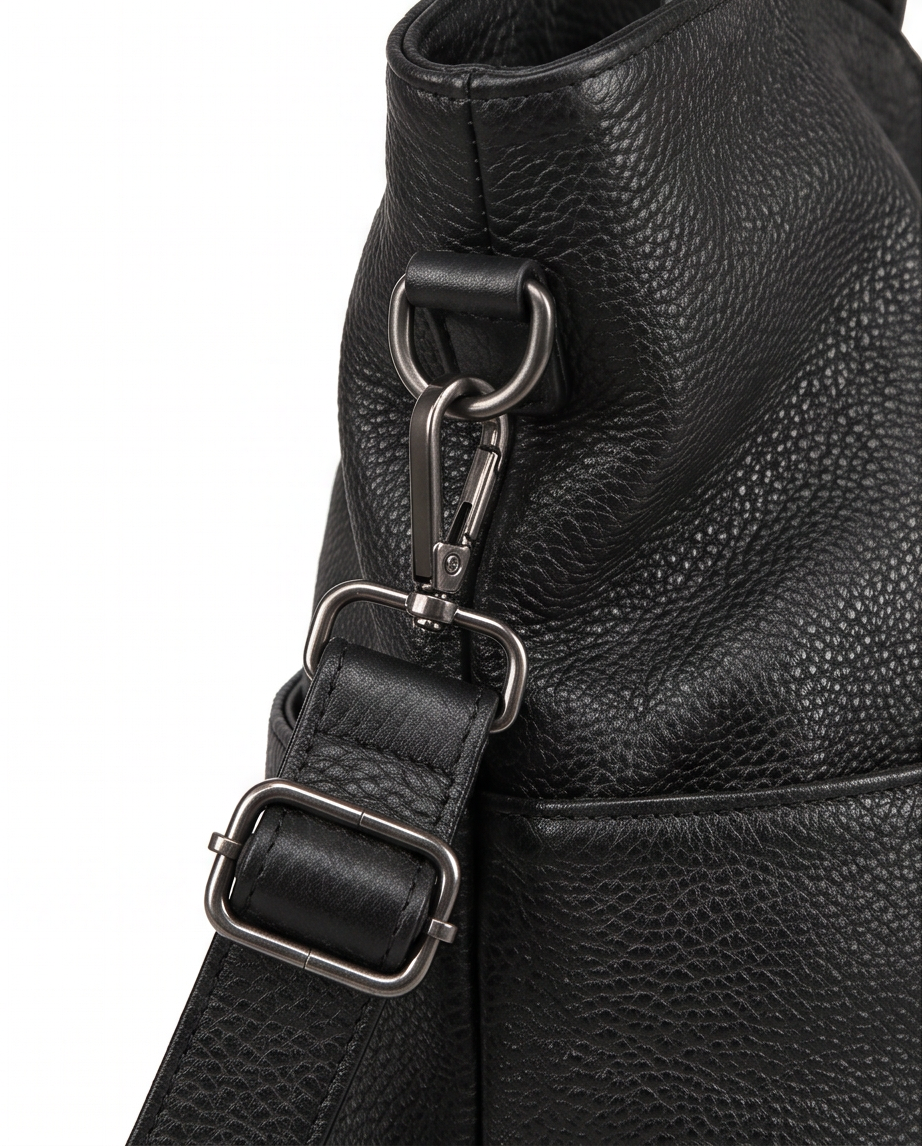 Q-CARAMIA Full-Grain Leather Shoulder Bag for Women – 4 Zip Pockets, Crossbody & Top Handle