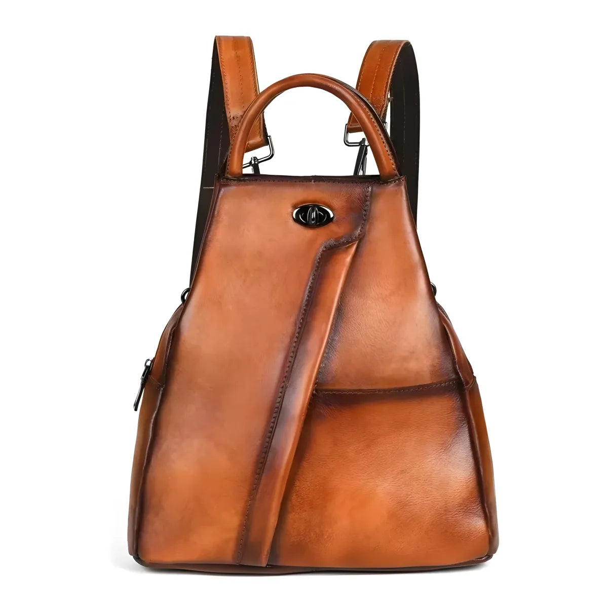 Q-WHISPER Retro Genuine Leather Backpack for Women – Convertible Shoulder Bag, Crossbody, Travel