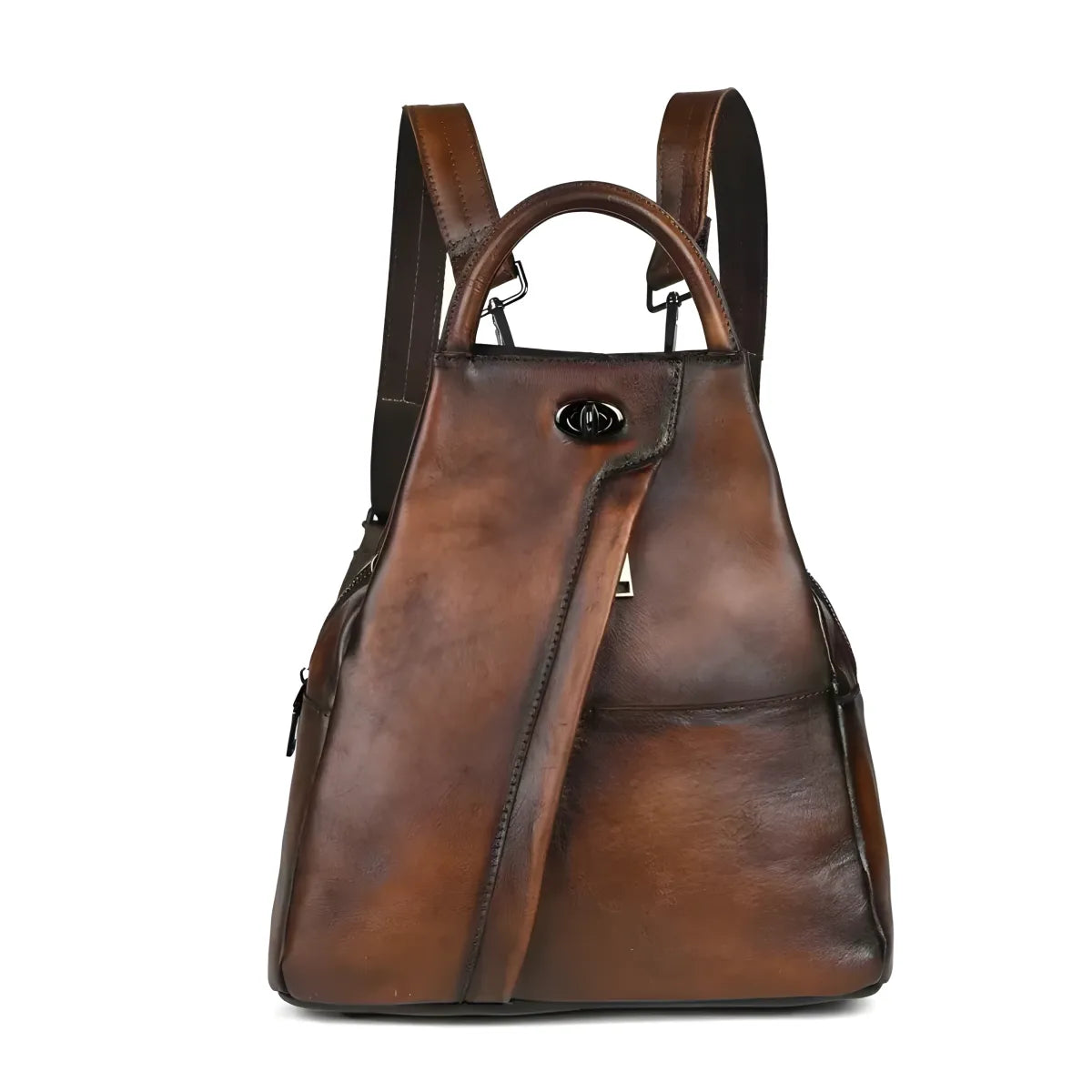 Q-WHISPER Retro Genuine Leather Backpack for Women – Convertible Shoulder Bag, Crossbody, Travel