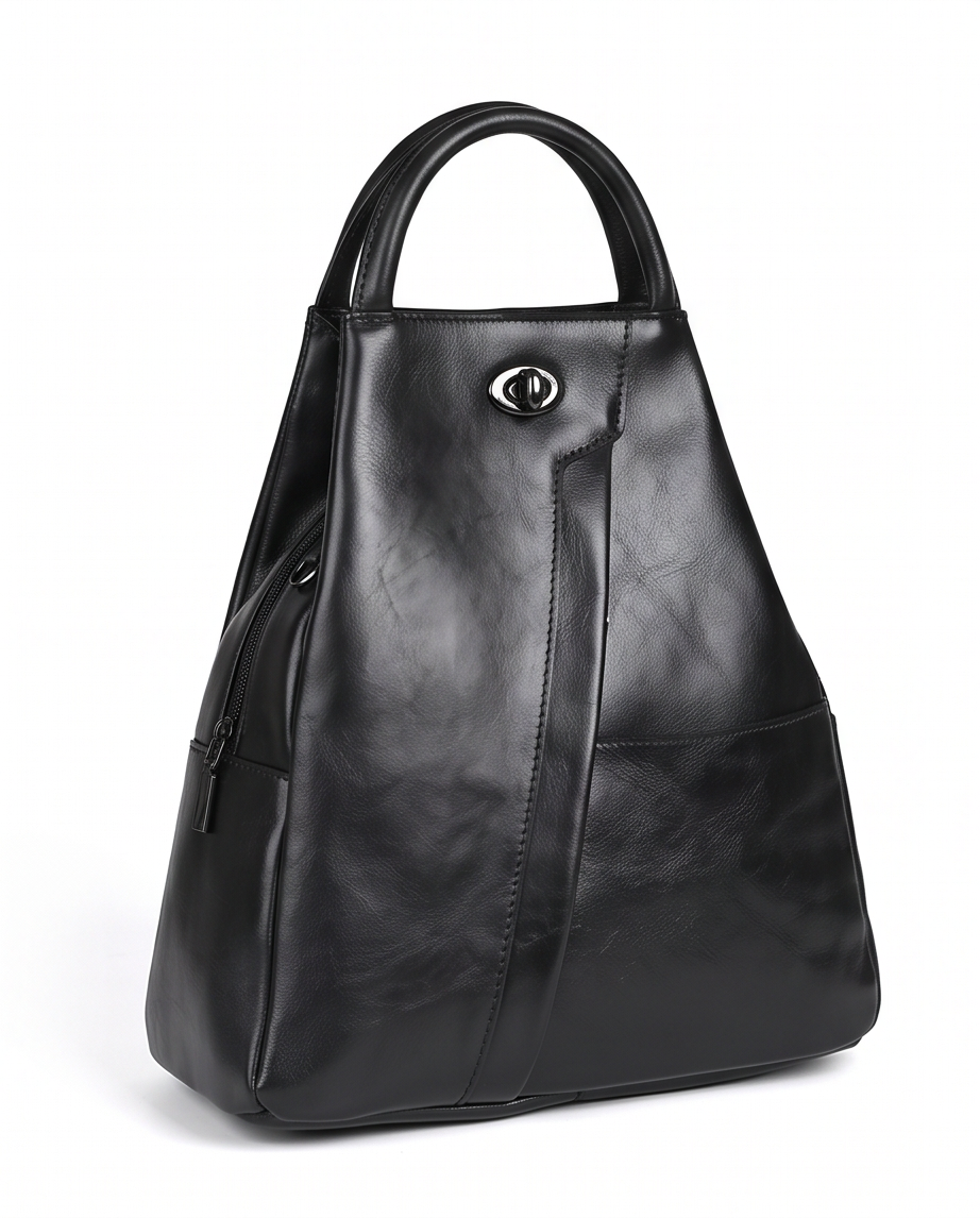 Q-WHISPER Retro Genuine Leather Backpack for Women – Convertible Shoulder Bag, Crossbody, Travel