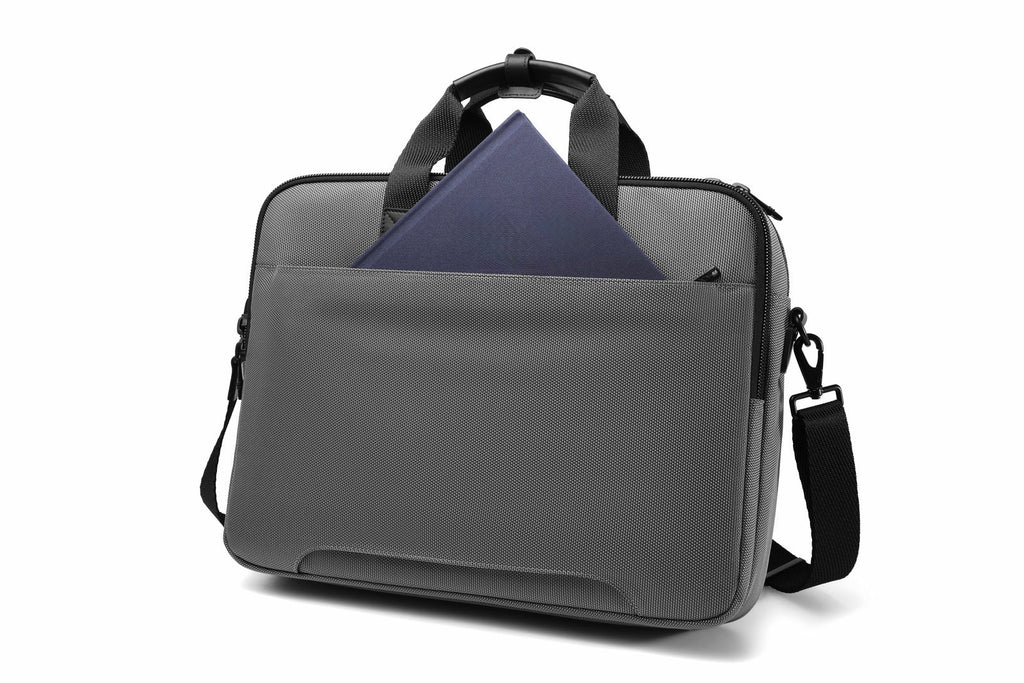 Q-ATTACHE Ballistic Nylon & Leather Briefcase – Laptop Compartment, Waterproof, Business Travel