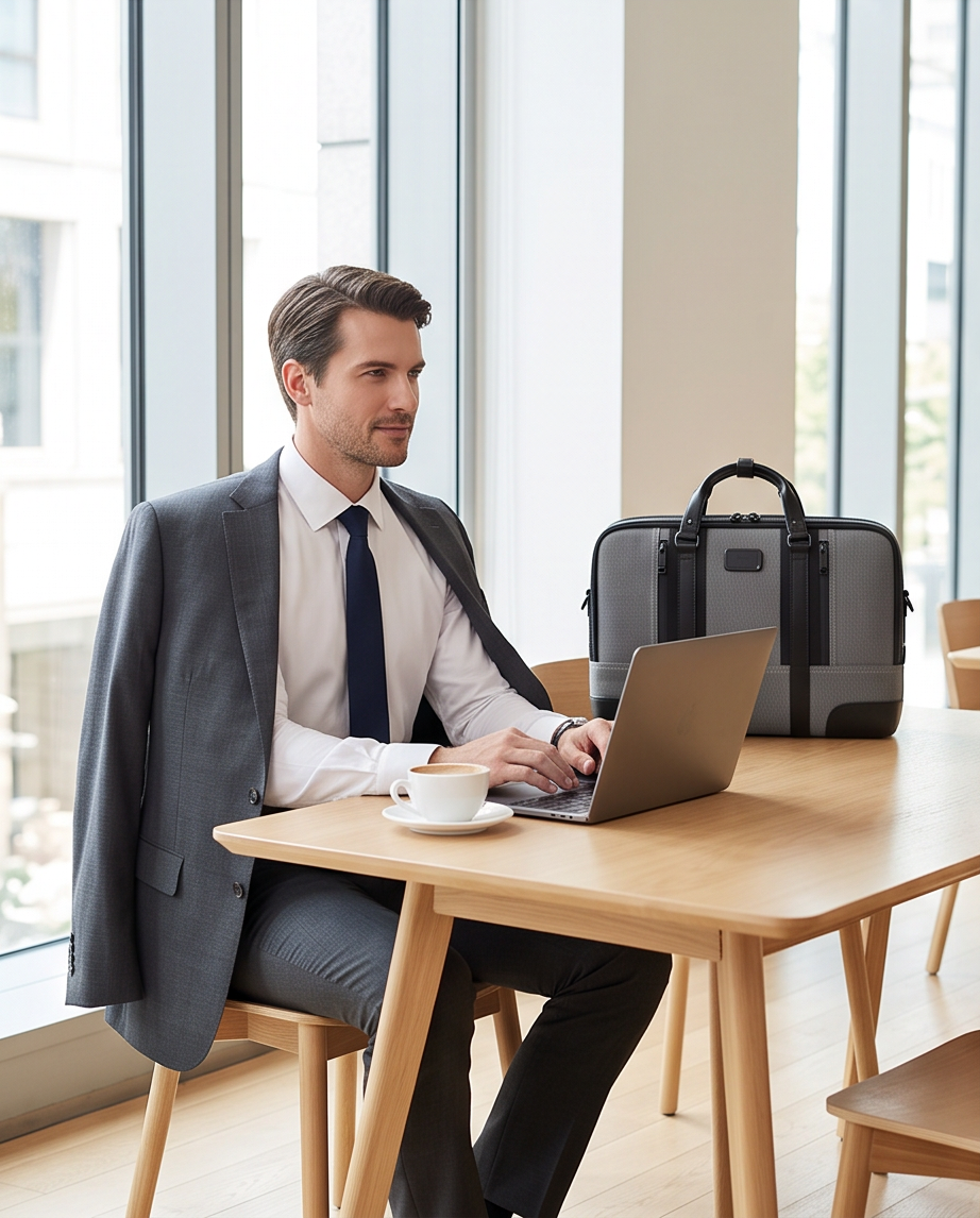 Q-MONARCH Business Laptop Messenger Bag – Ballistic Nylon & Leather Briefcase