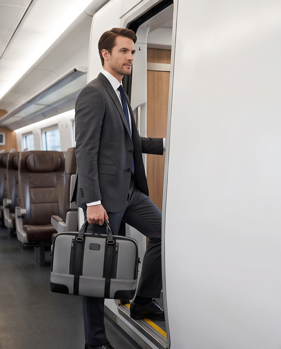 Q-MONARCH Business Laptop Messenger Bag – Ballistic Nylon & Leather Briefcase