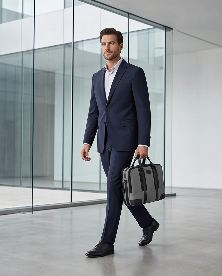 Q-MONARCH Business Laptop Messenger Bag – Ballistic Nylon & Leather Briefcase