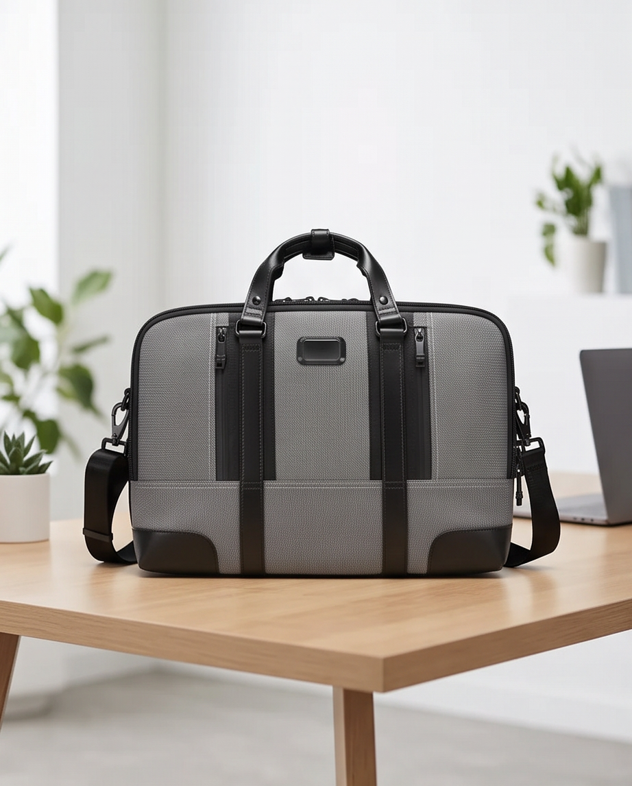 Q-MONARCH Business Laptop Messenger Bag – Ballistic Nylon & Leather Briefcase