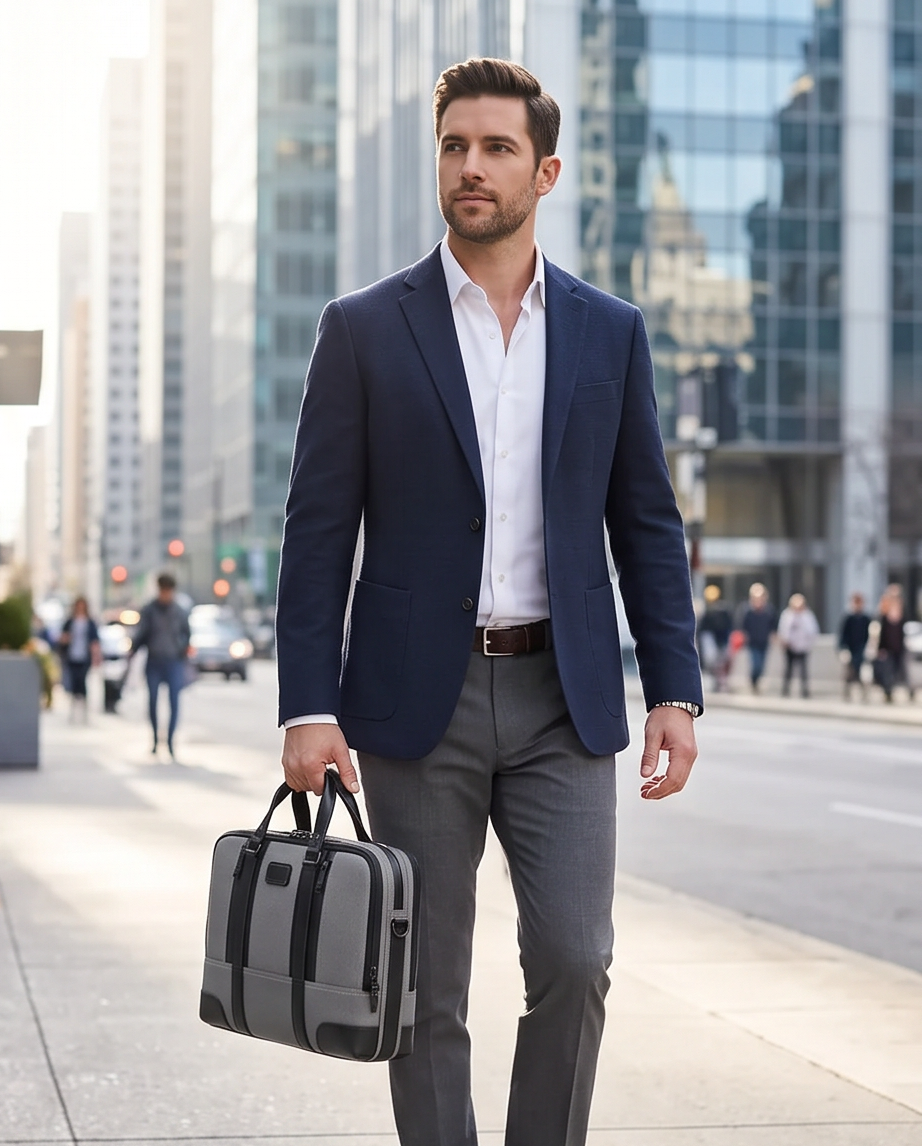 Q-MONARCH Business Laptop Messenger Bag – Ballistic Nylon & Leather Briefcase
