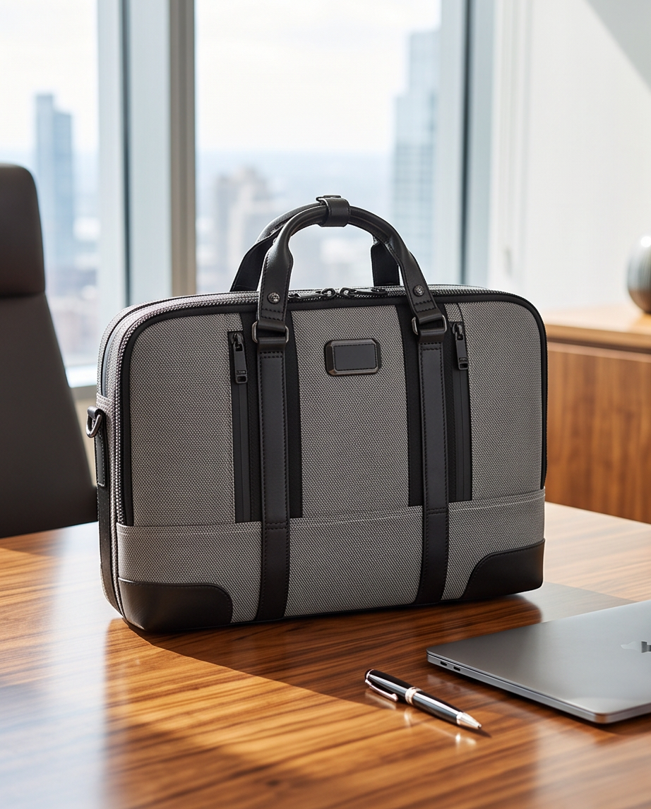 Q-MONARCH Business Laptop Messenger Bag – Ballistic Nylon & Leather Briefcase