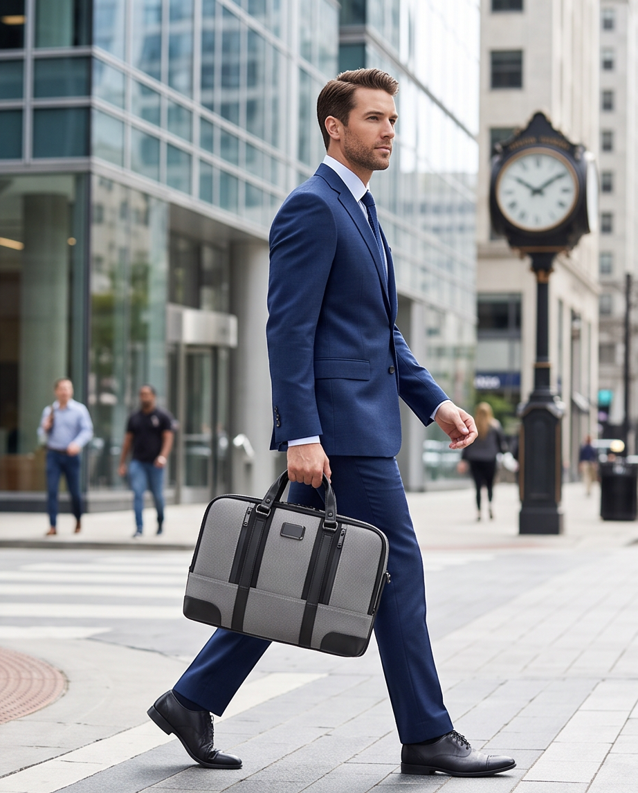 Q-MONARCH Business Laptop Messenger Bag – Ballistic Nylon & Leather Briefcase