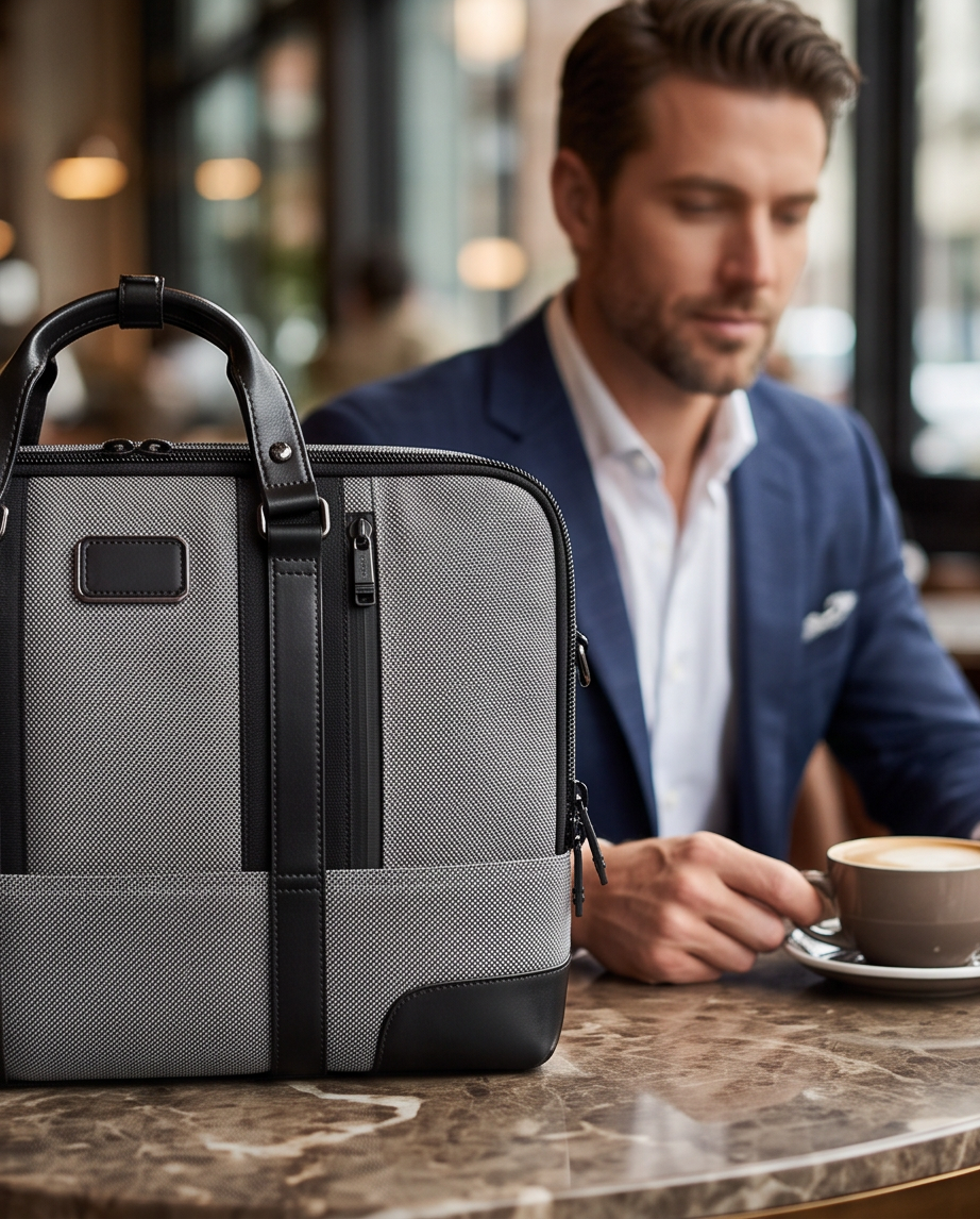 Q-MONARCH Business Laptop Messenger Bag – Ballistic Nylon & Leather Briefcase