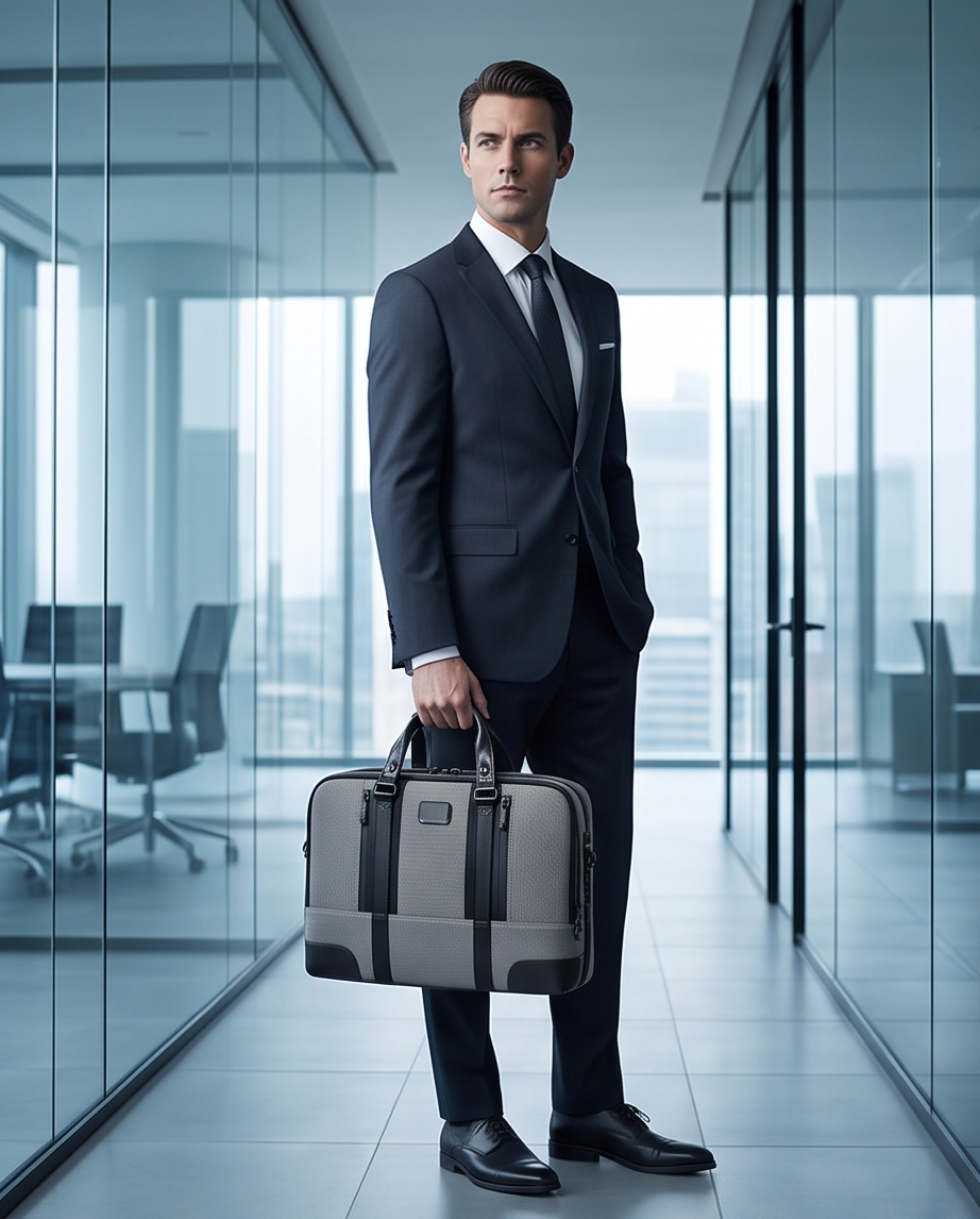 Q-MONARCH Business Laptop Messenger Bag – Ballistic Nylon & Leather Briefcase