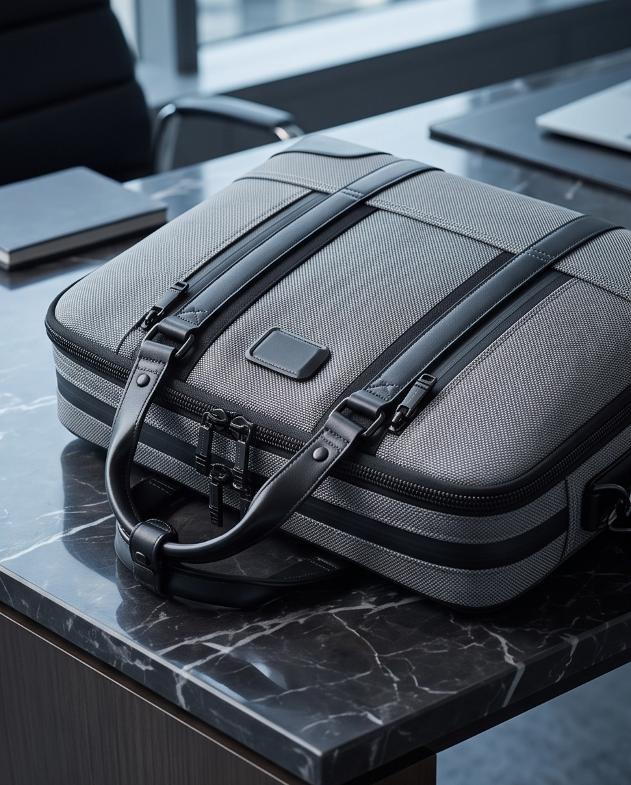 Q-MONARCH Business Laptop Messenger Bag – Ballistic Nylon & Leather Briefcase