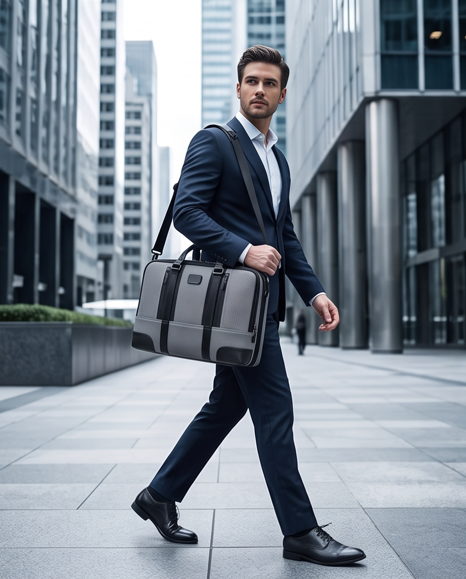 Q-MONARCH Business Laptop Messenger Bag – Ballistic Nylon & Leather Briefcase