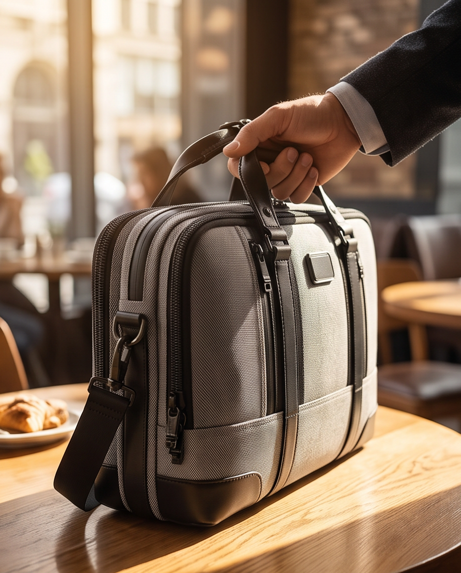 Q-MONARCH Business Laptop Messenger Bag – Ballistic Nylon & Leather Briefcase