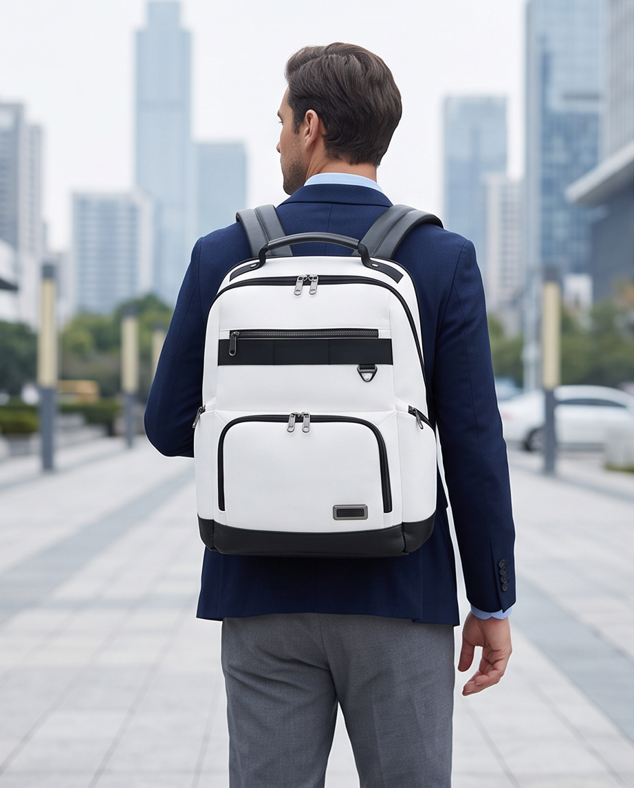 Q-VOYAGER Genuine Leather Business Laptop Backpack – Large Capacity & Ergonomic Design