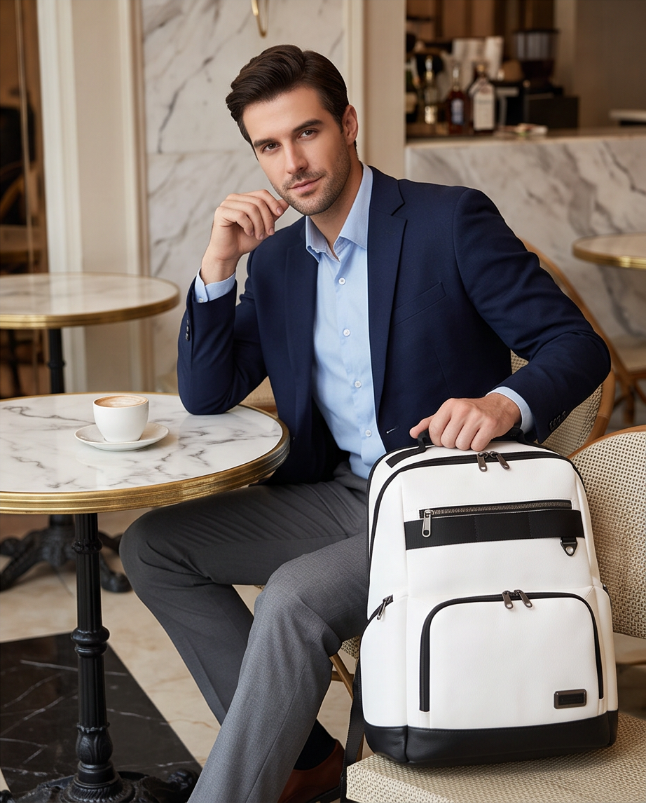 Q-VOYAGER Genuine Leather Business Laptop Backpack – Large Capacity & Ergonomic Design
