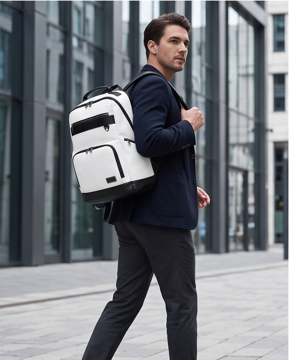 Q-VOYAGER Genuine Leather Business Laptop Backpack – Large Capacity & Ergonomic Design