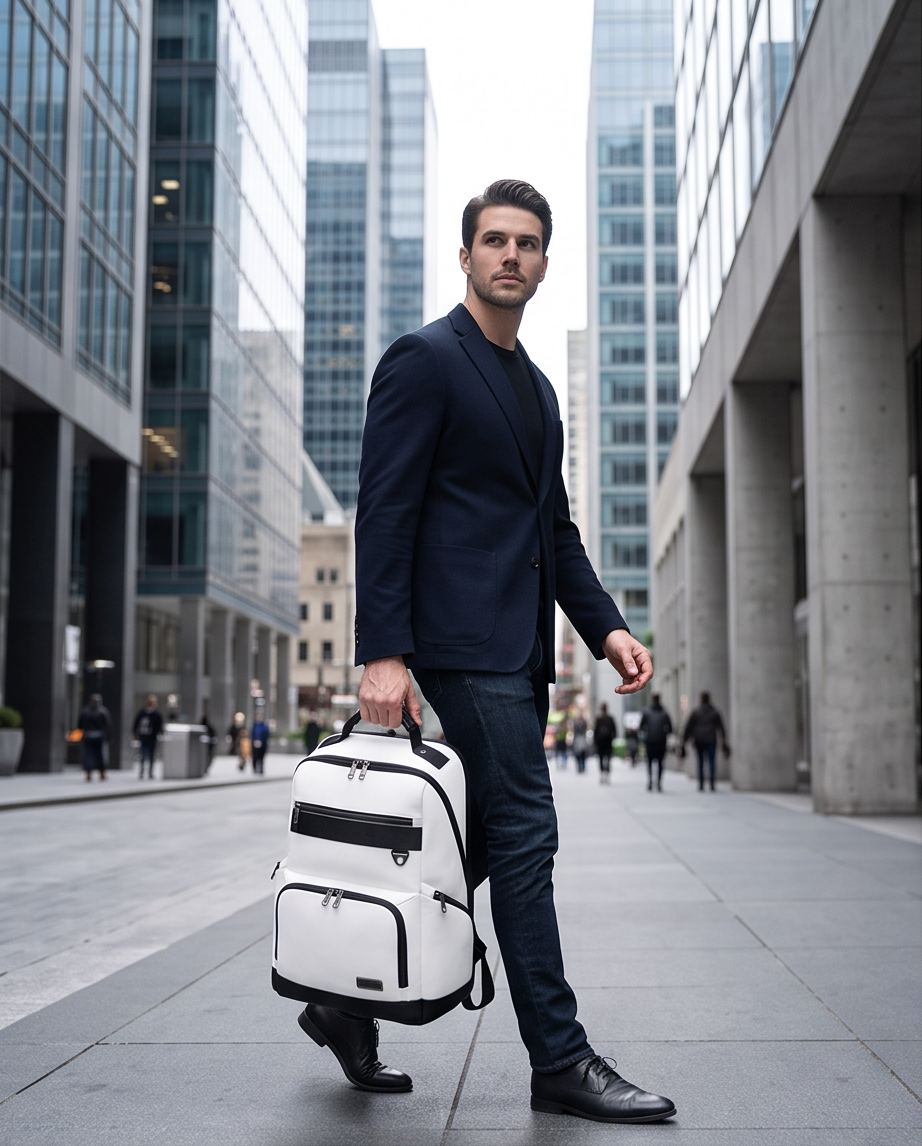 Q-VOYAGER Genuine Leather Business Laptop Backpack – Large Capacity & Ergonomic Design