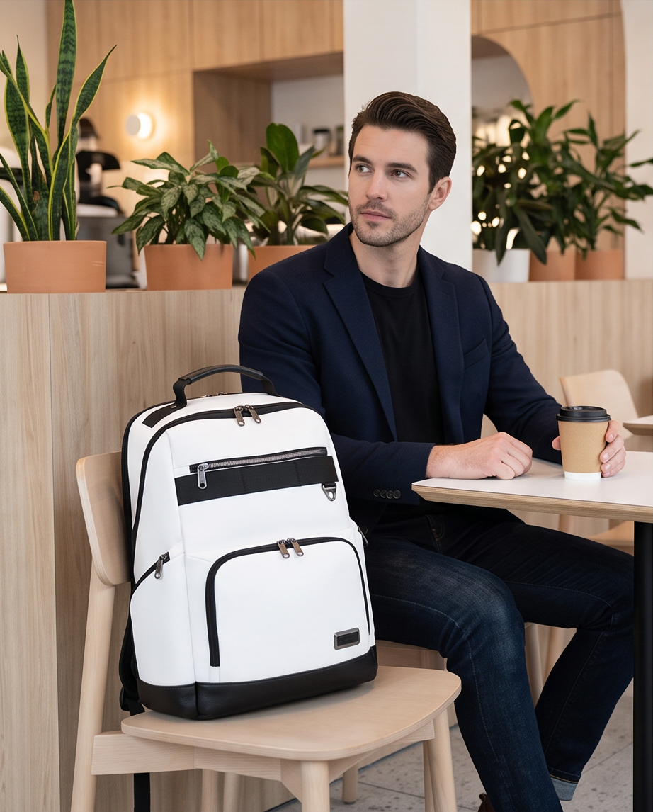 Q-VOYAGER Genuine Leather Business Laptop Backpack – Large Capacity & Ergonomic Design