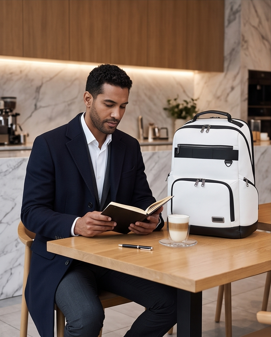 Q-VOYAGER Genuine Leather Business Laptop Backpack – Large Capacity & Ergonomic Design
