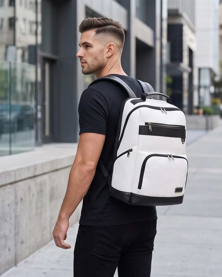 Q-VOYAGER Genuine Leather Business Laptop Backpack – Large Capacity & Ergonomic Design