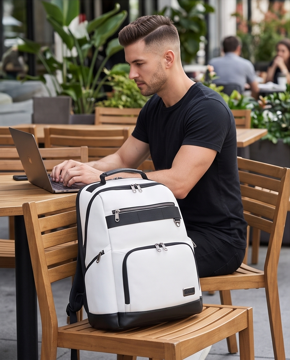 Q-VOYAGER Genuine Leather Business Laptop Backpack – Large Capacity & Ergonomic Design