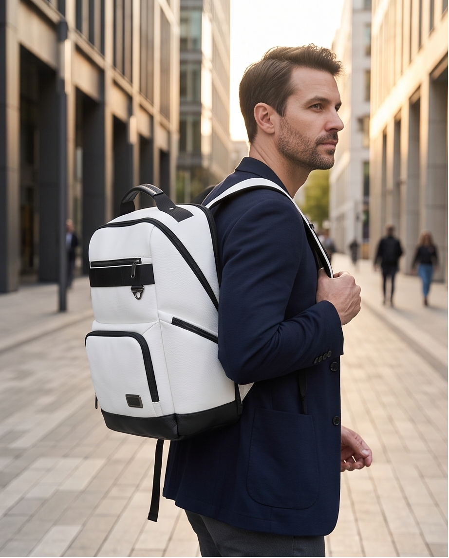 Q-VOYAGER Genuine Leather Business Laptop Backpack – Large Capacity & Ergonomic Design