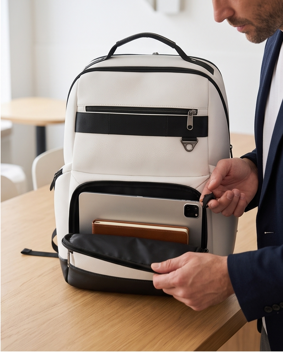 Q-VOYAGER Genuine Leather Business Laptop Backpack – Large Capacity & Ergonomic Design