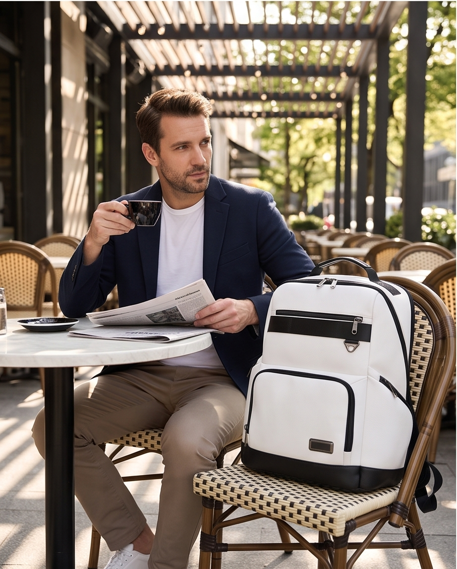 Q-VOYAGER Genuine Leather Business Laptop Backpack – Large Capacity & Ergonomic Design