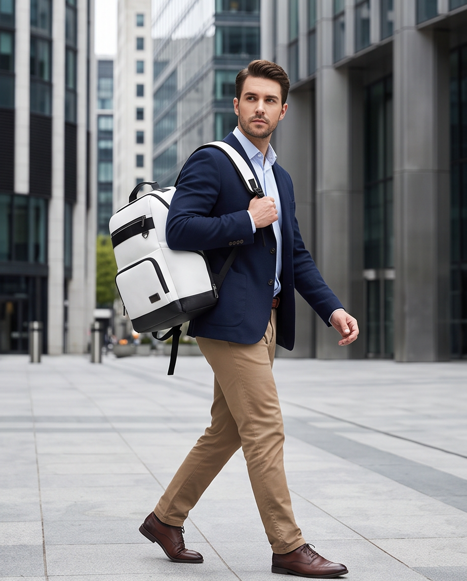 Q-VOYAGER Genuine Leather Business Laptop Backpack – Large Capacity & Ergonomic Design