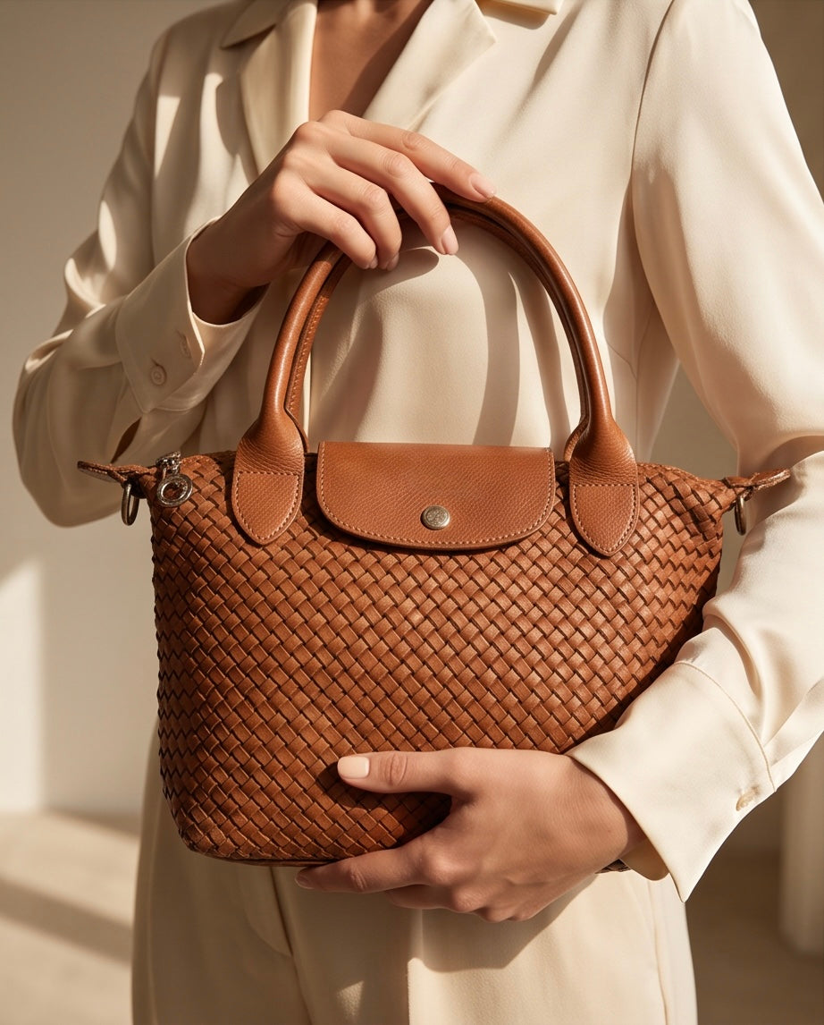Q-MUSE Vintage Woven Calfskin Bag – Italian Craft & Timeless Elegance