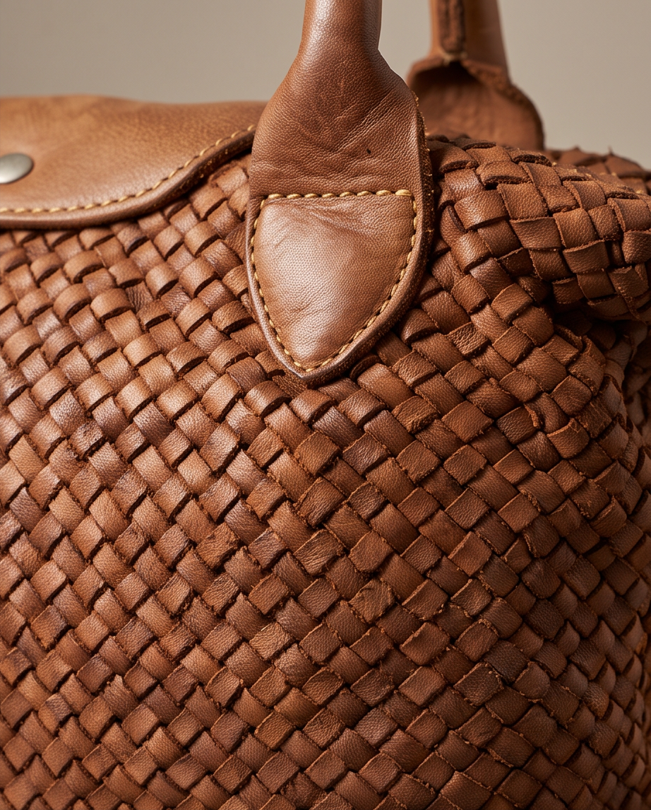 Q-MUSE Vintage Woven Calfskin Bag – Italian Craft & Timeless Elegance