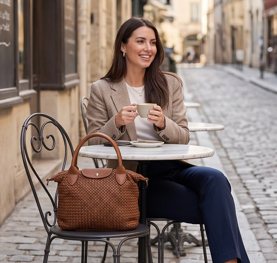 Q-MUSE Vintage Woven Calfskin Bag – Italian Craft & Timeless Elegance