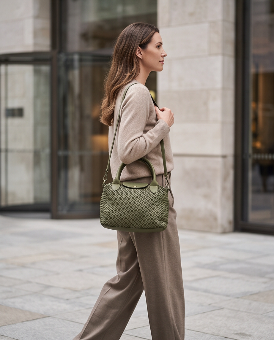 Q-MUSE Vintage Woven Calfskin Bag – Italian Craft & Timeless Elegance