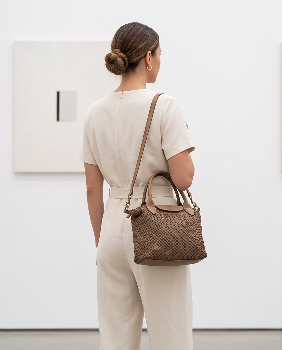 Q-MUSE Vintage Woven Calfskin Bag – Italian Craft & Timeless Elegance
