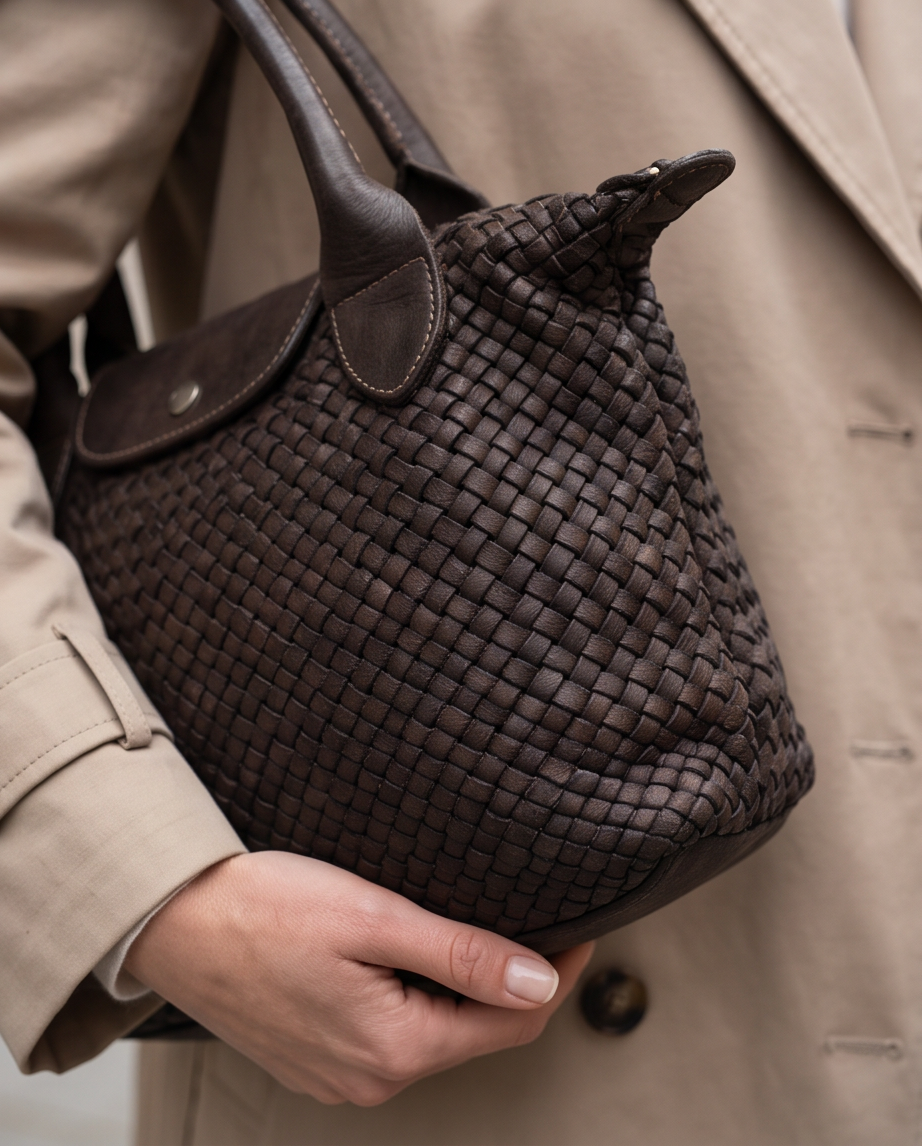 Q-MUSE Vintage Woven Calfskin Bag – Italian Craft & Timeless Elegance