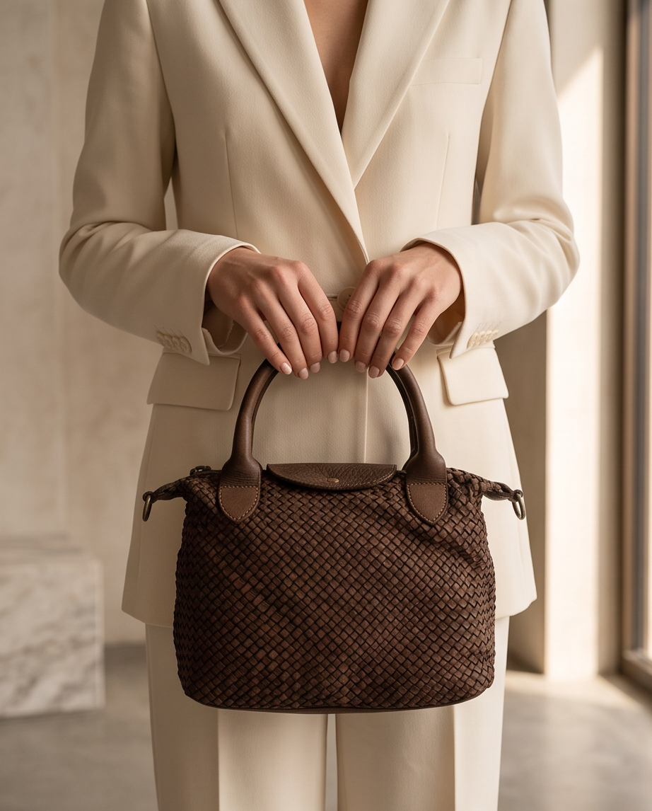 Q-MUSE Vintage Woven Calfskin Bag – Italian Craft & Timeless Elegance