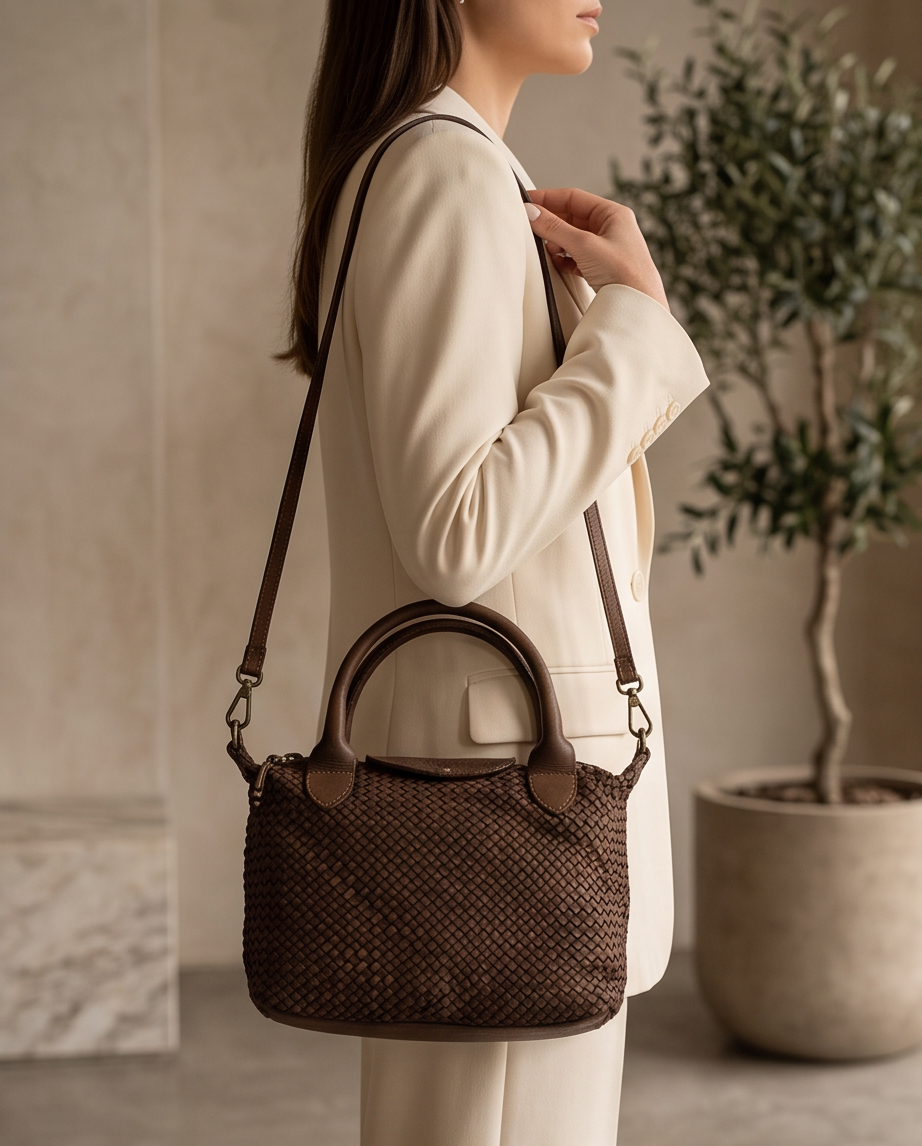 Q-MUSE Vintage Woven Calfskin Bag – Italian Craft & Timeless Elegance