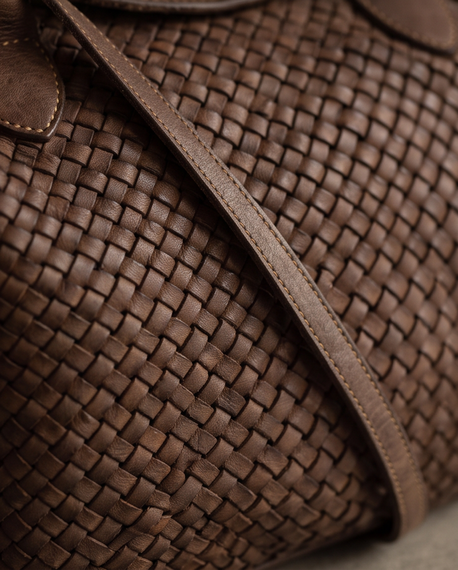 Q-MUSE Vintage Woven Calfskin Bag – Italian Craft & Timeless Elegance
