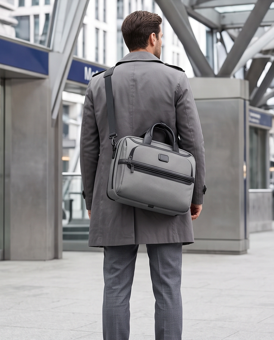 Q-ONYX Business Laptop Briefcase Bag – Ballistic Nylon & Leather Messenger Bag