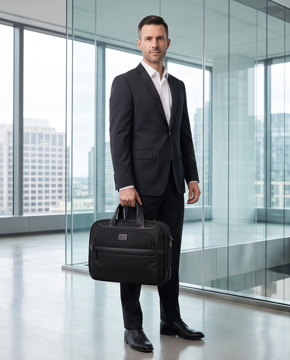 Q-ONYX Business Laptop Briefcase Bag – Ballistic Nylon & Leather Messenger Bag