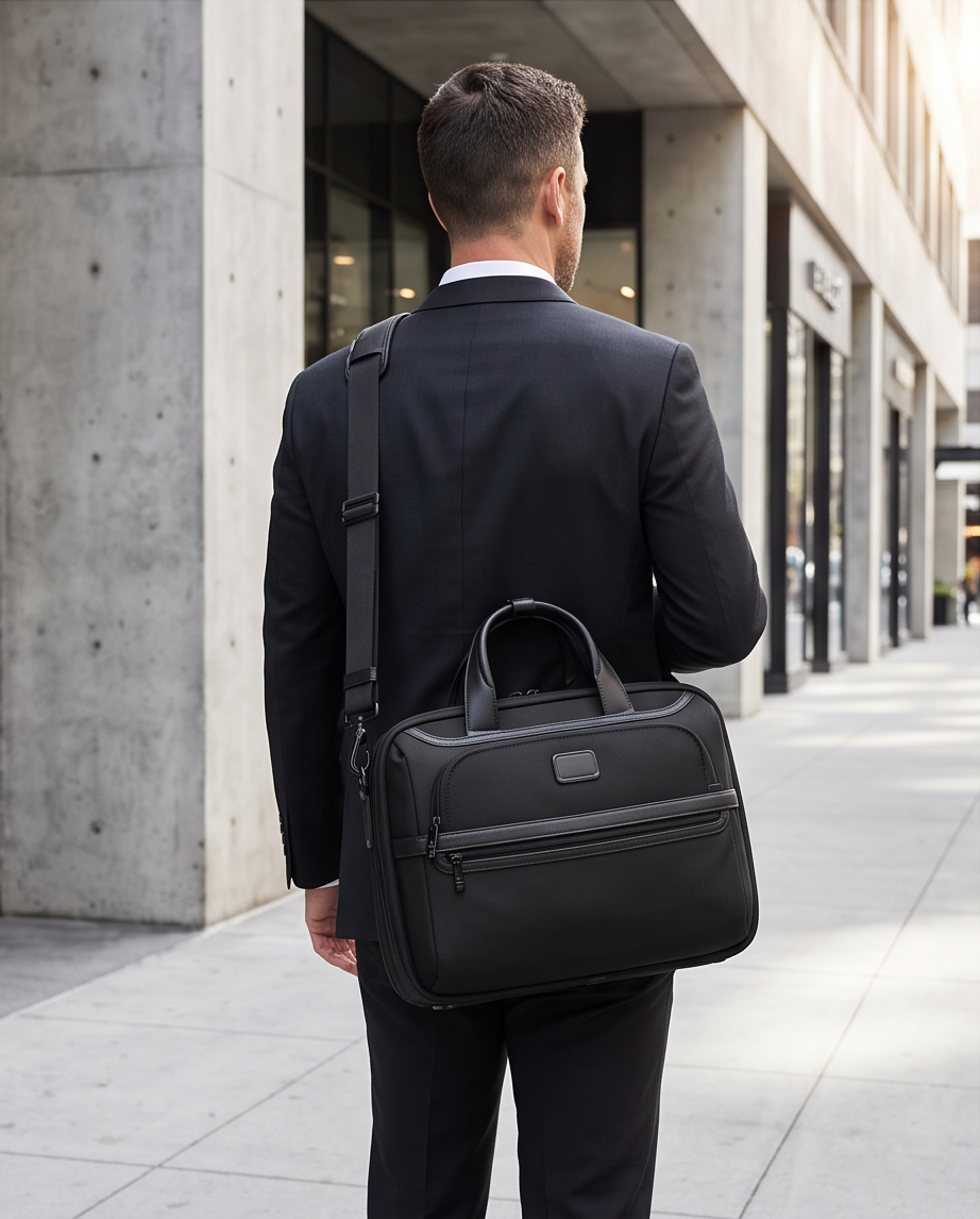Q-ONYX Business Laptop Briefcase Bag – Ballistic Nylon & Leather Messenger Bag