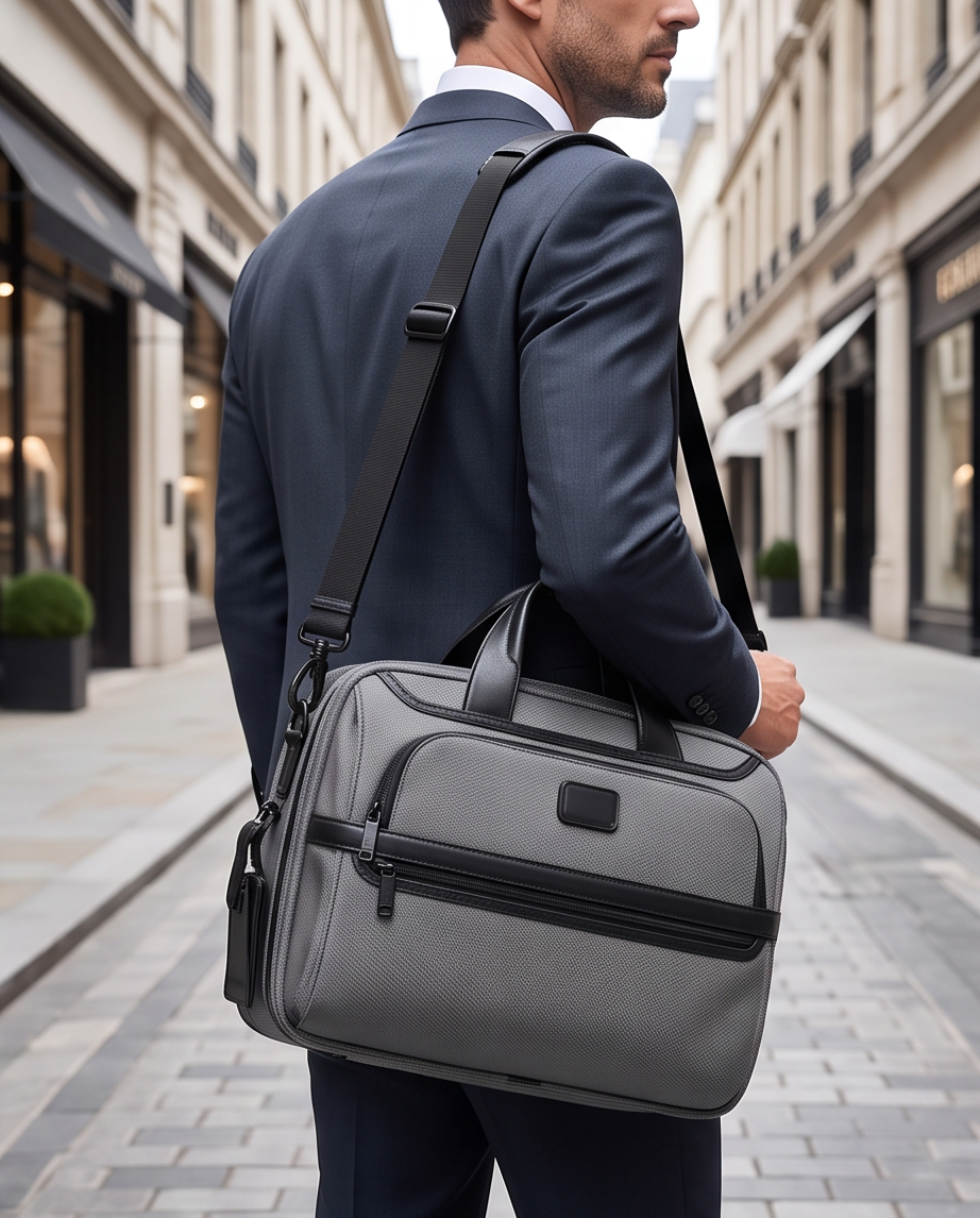 Q-ONYX Business Laptop Briefcase Bag – Ballistic Nylon & Leather Messenger Bag