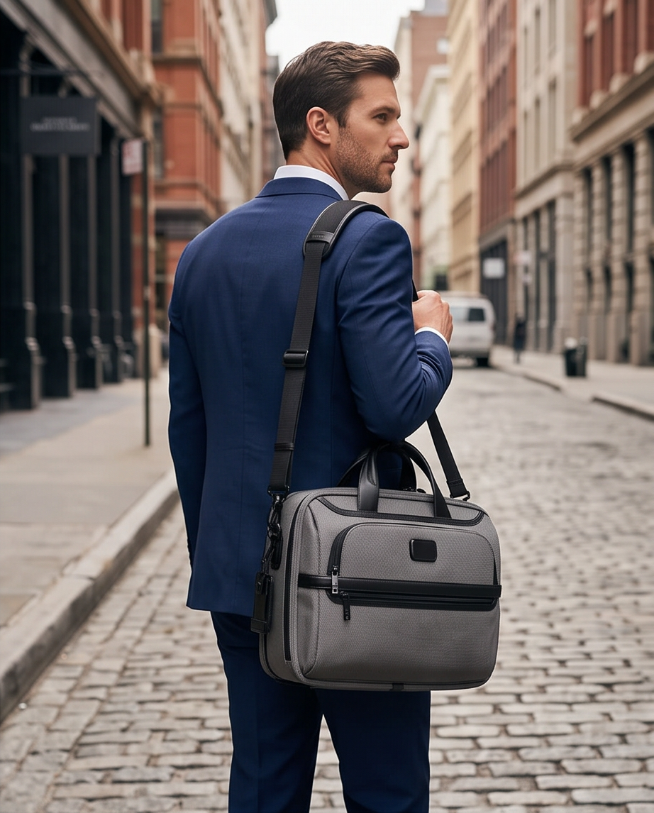 Q-ONYX Business Laptop Briefcase Bag – Ballistic Nylon & Leather Messenger Bag