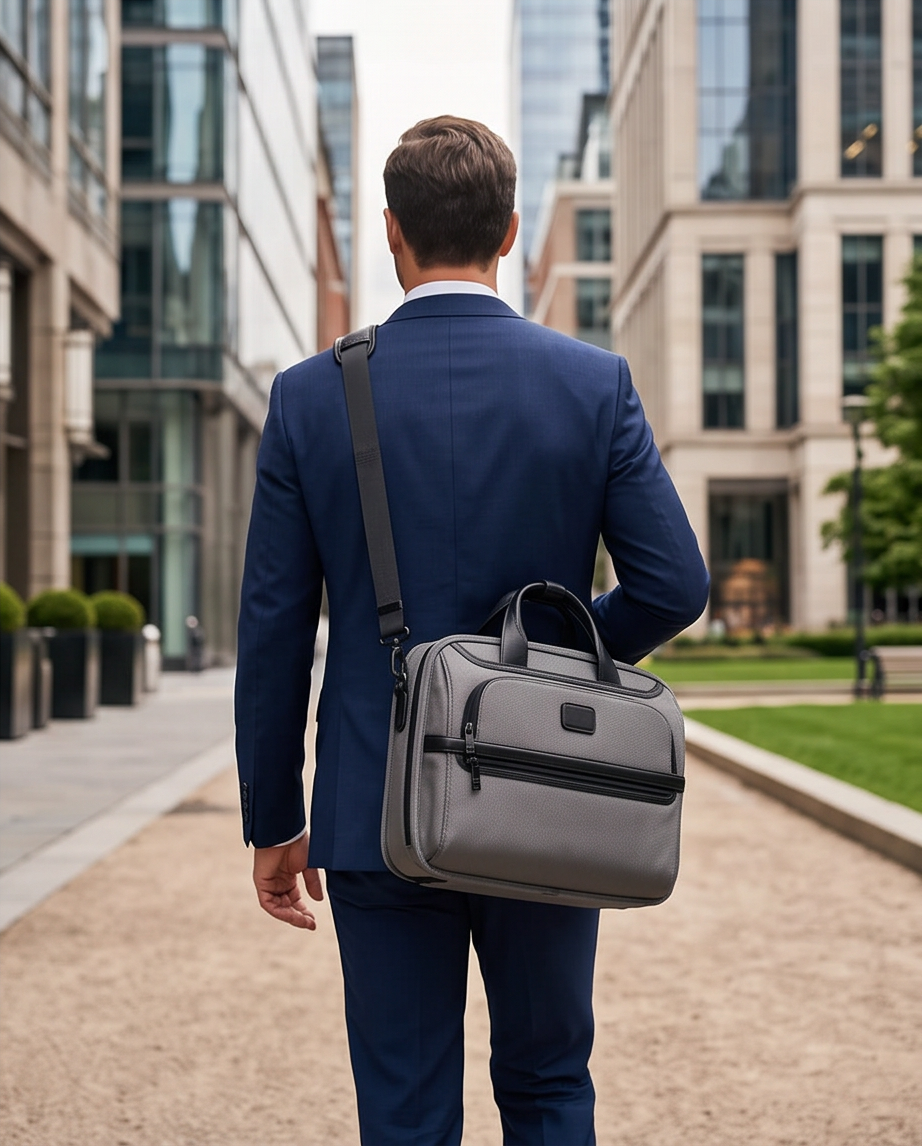 Q-ONYX Business Laptop Briefcase Bag – Ballistic Nylon & Leather Messenger Bag