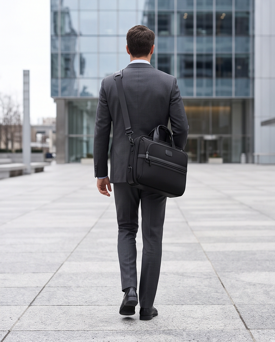 Q-ONYX Business Laptop Briefcase Bag – Ballistic Nylon & Leather Messenger Bag