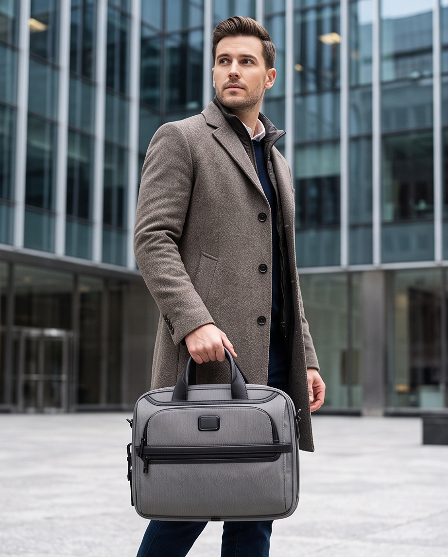 Q-ONYX Business Laptop Briefcase Bag – Ballistic Nylon & Leather Messenger Bag